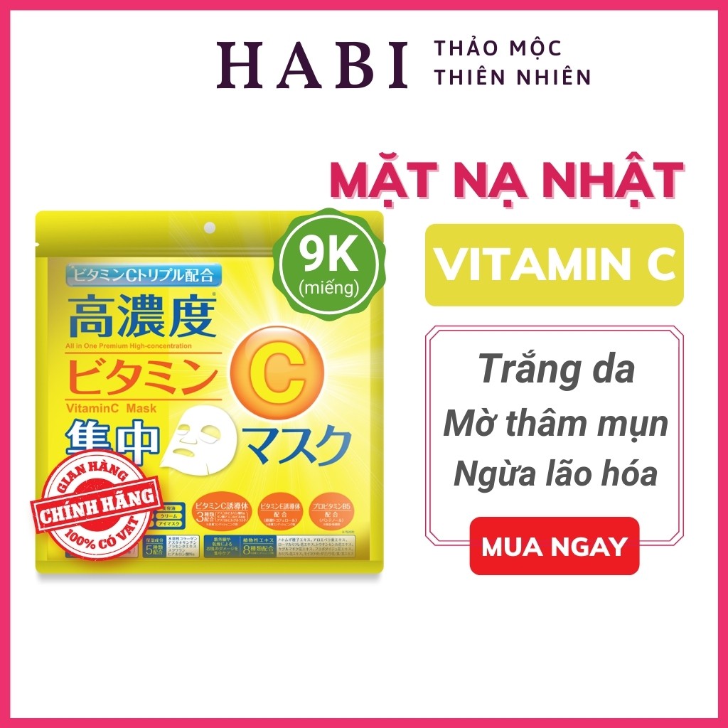 Mặt nạ Vitamin C cấp ẩm dưỡng trắng da Nhật Bản gói 30 miếng