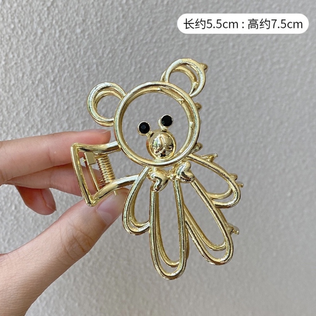 [Hàng thiết kế] Kẹp tóc càng cua kim loại size lớn hình chú gấu teddy xinh xắn dành cho bạn nữ