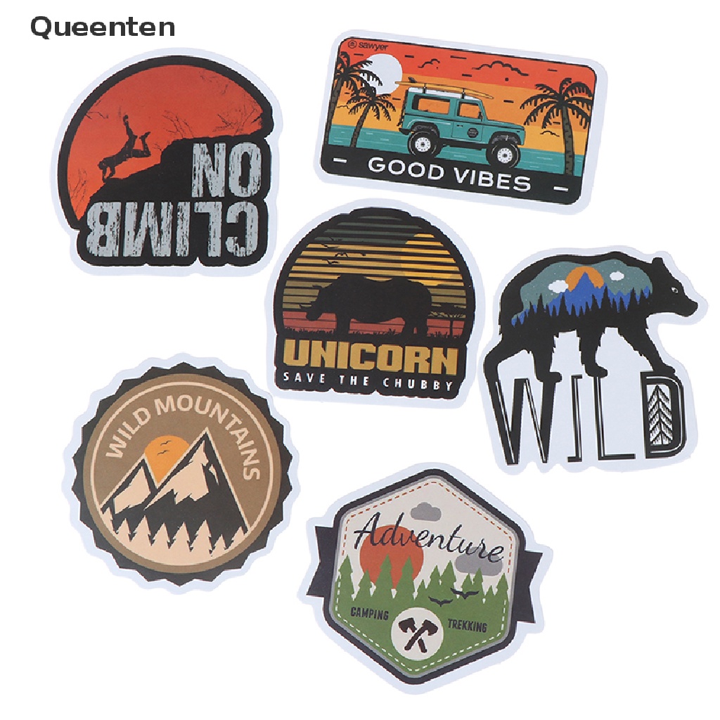 Set 50 miếng dán hình phong cảnh cắm trại/ chuyến phiêu lưu ngoài trời trang trí vali đựng hành lý/ laptop/ guitar