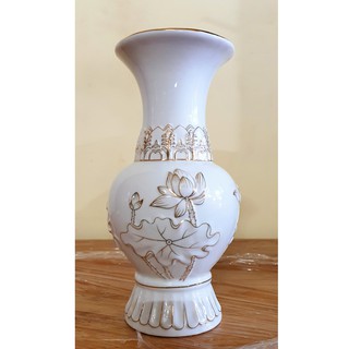 Bình bông bạch ngọc cao cấp cao 17 cm