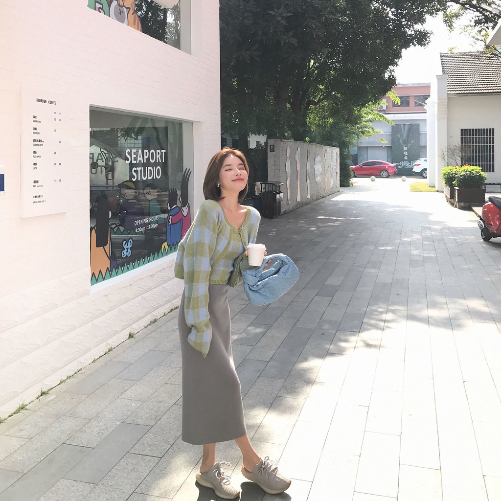 Set Áo Khoác Cardigan + Áo Hai Dây Dệt Kim Màu Sắc Tương Phản Thời Trang Cho Nữ | BigBuy360 - bigbuy360.vn