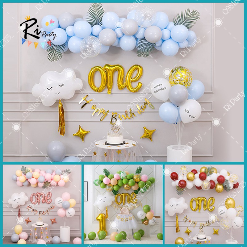 Set BÓng trang trí thôi nôi bé trai, bé gái, 1 tuổi