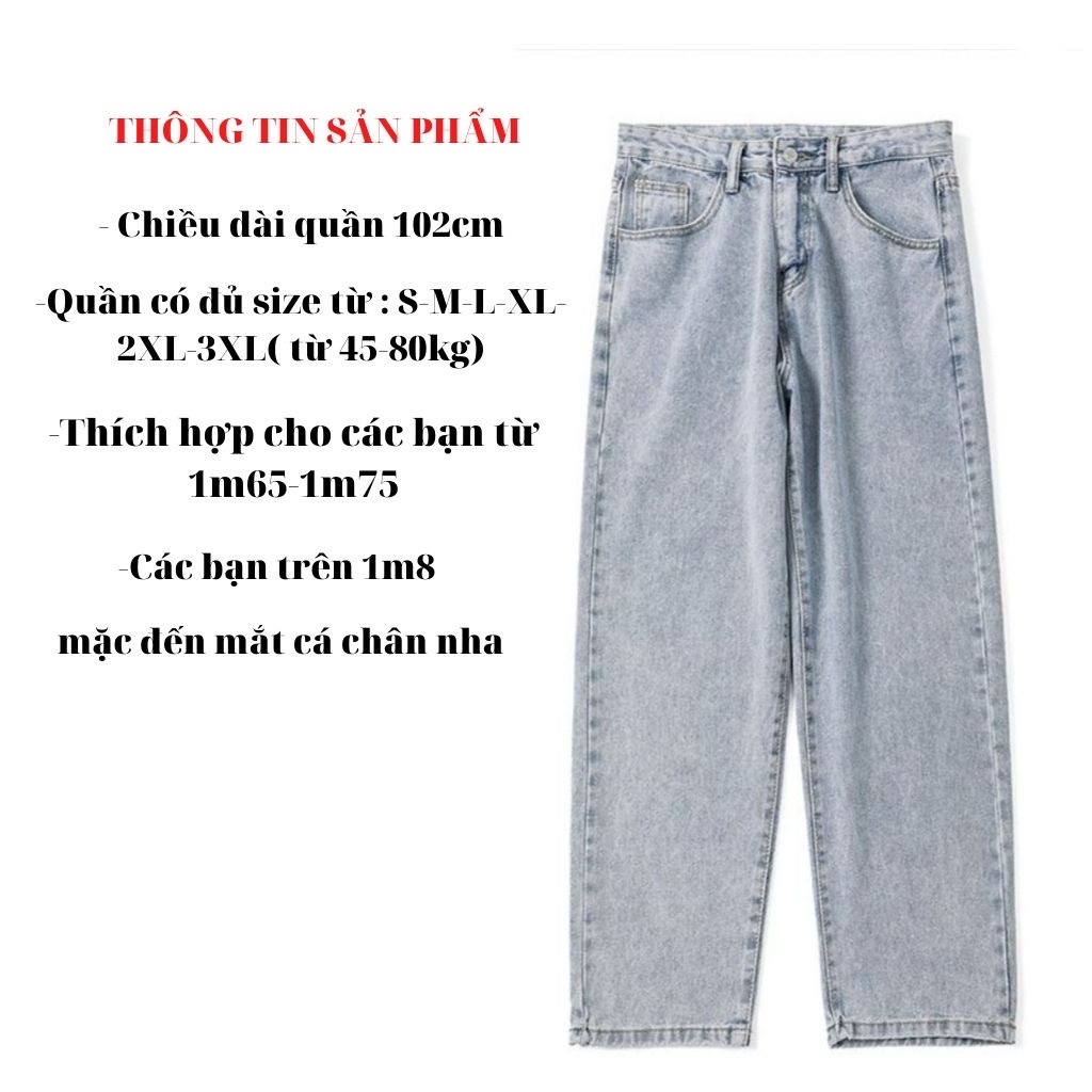 Quần Jean baggy nam , jeans unisex - Quần bò dáng suông rộng Style Hàn Quốc | BigBuy360 - bigbuy360.vn