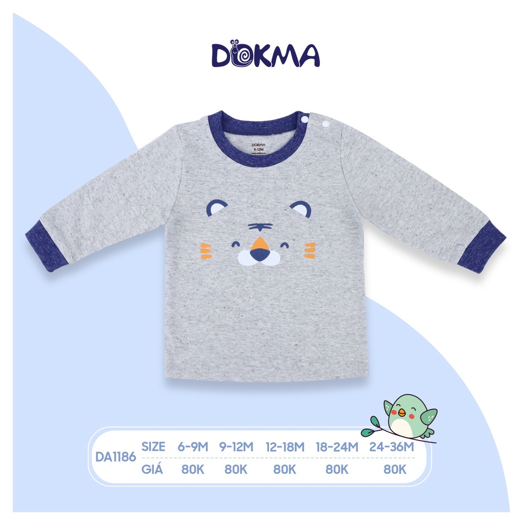 DA1140 Áo dài tay bé trai Dokma vải cotton mỏng (9-36M)