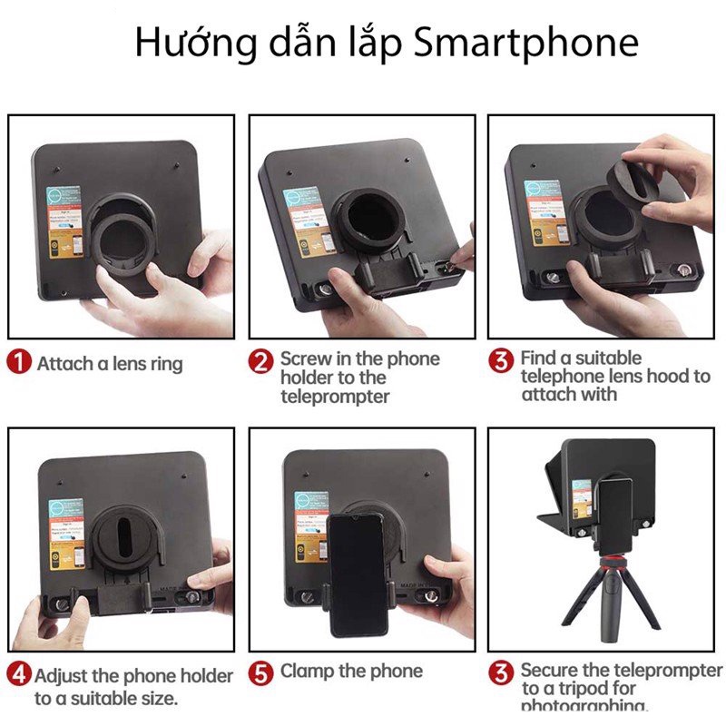 Máy Nhắc Chữ Mini Cho Biên Tập Viên, MC Truyền Hình Dùng Cho Điện Lensgo Teleprompter TC7 (Black) - Hàng Chính Hãng