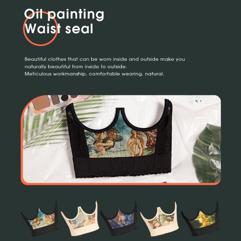 Áo Lót Corset Màu Đen Có Hình Tranh Sơn Dầu Cho Nữ