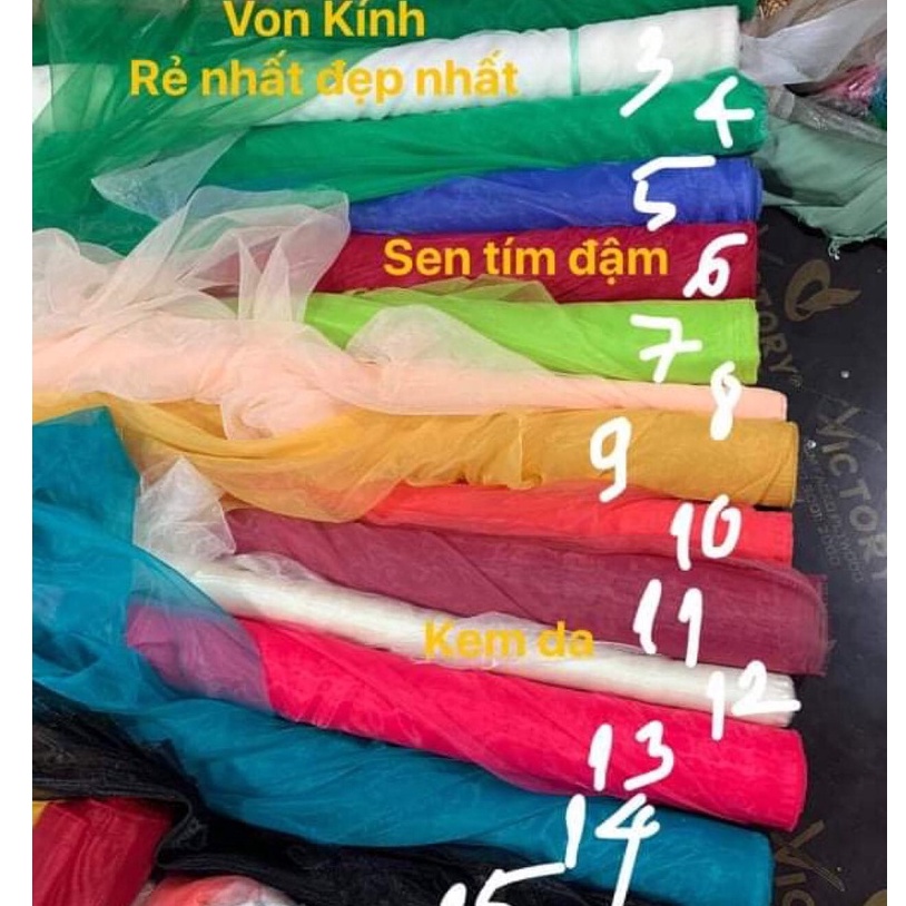 ⚡Sỉ tận gốc⚡Vải voan kính trắng / kem / đen / hồng nhạt / xanh nhạt (oganza) 19k/m
