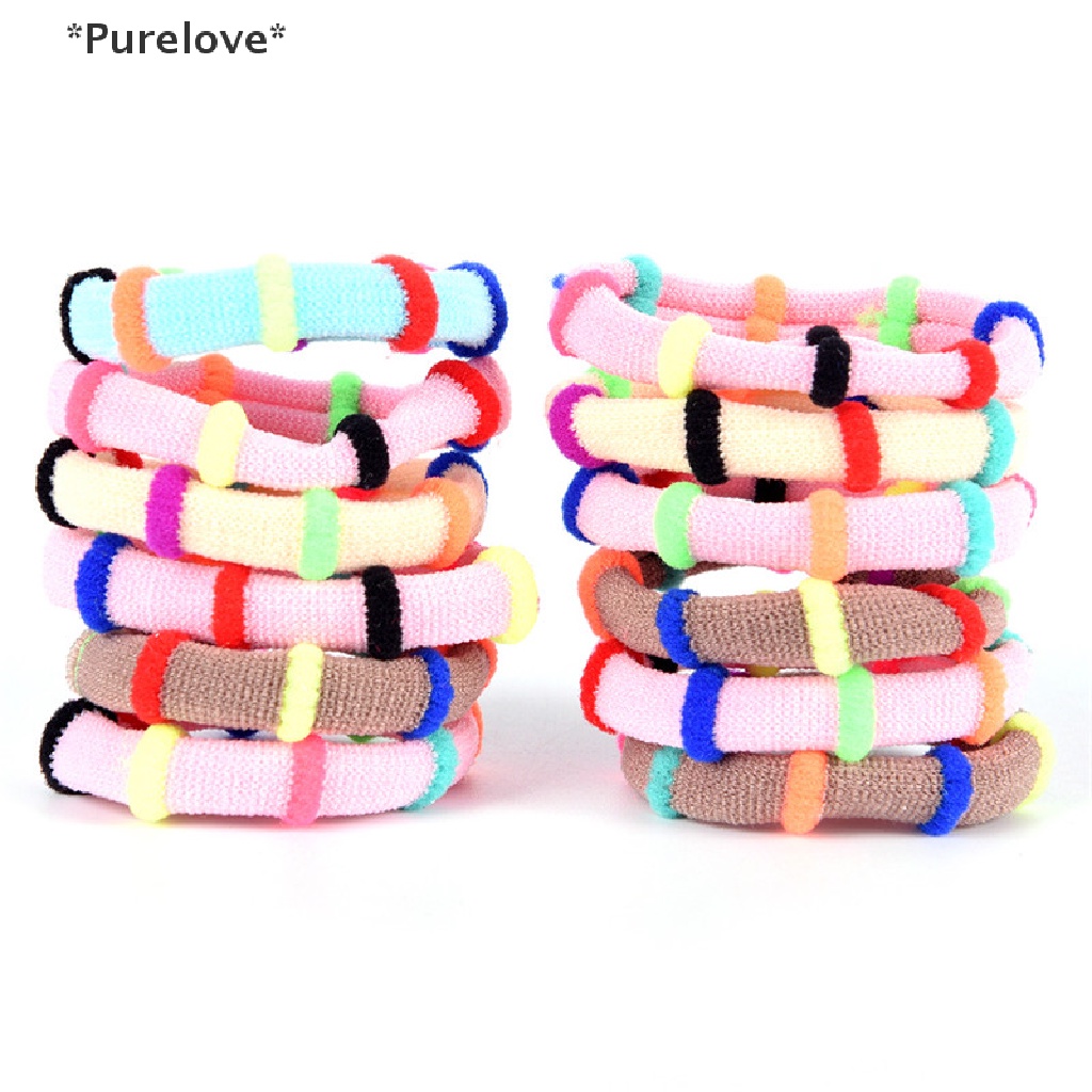 Set 12 Dây Buộc Tóc Cao Su Co Giãn Nhiều Màu Sắc Cho Bé Gái