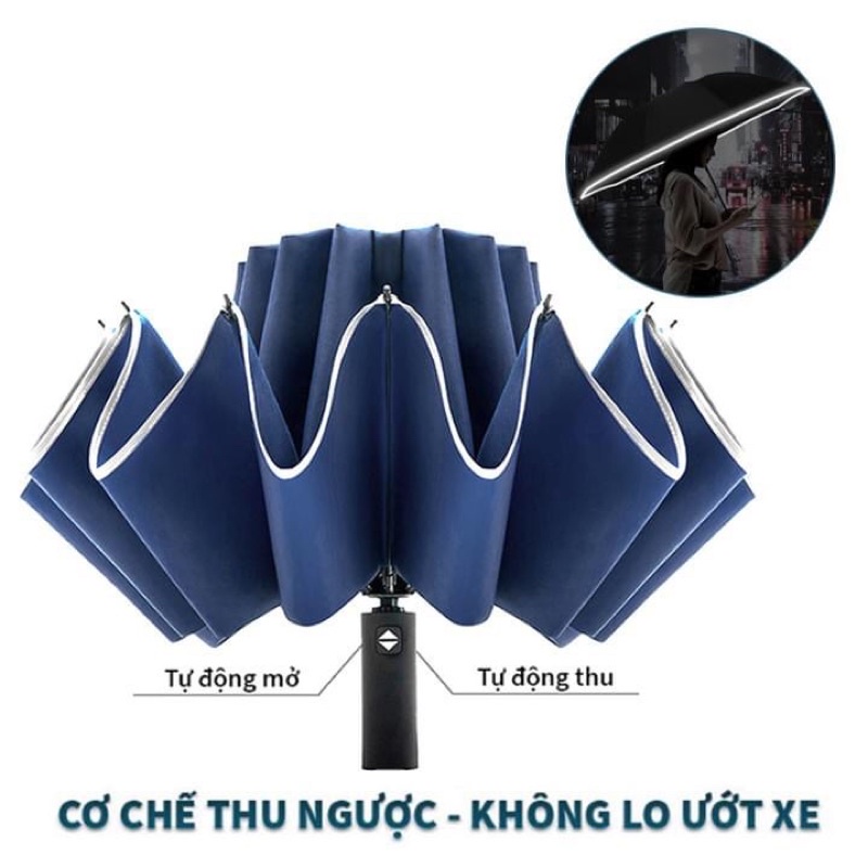 PVN41274 Ô, Dù Tự Động Chống Tia UV, Viền Phản Quang Kết Hợp Đèn Pin