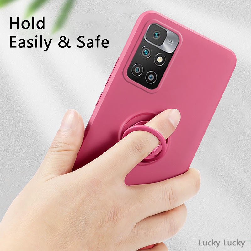 Ốp Điện Thoại Silicon Mềm Chống Sốc Kèm Móc Xỏ Ngón Nam Châm Cho Redmi 10 Note 10 Pro 10S Xiaomi