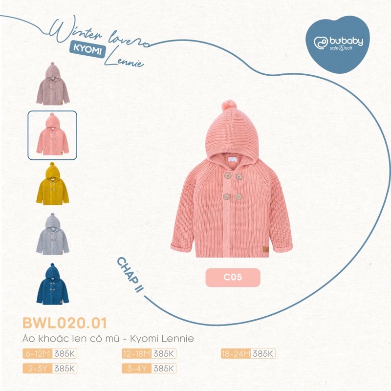 Bubaby-Áo khoác len có mũ
