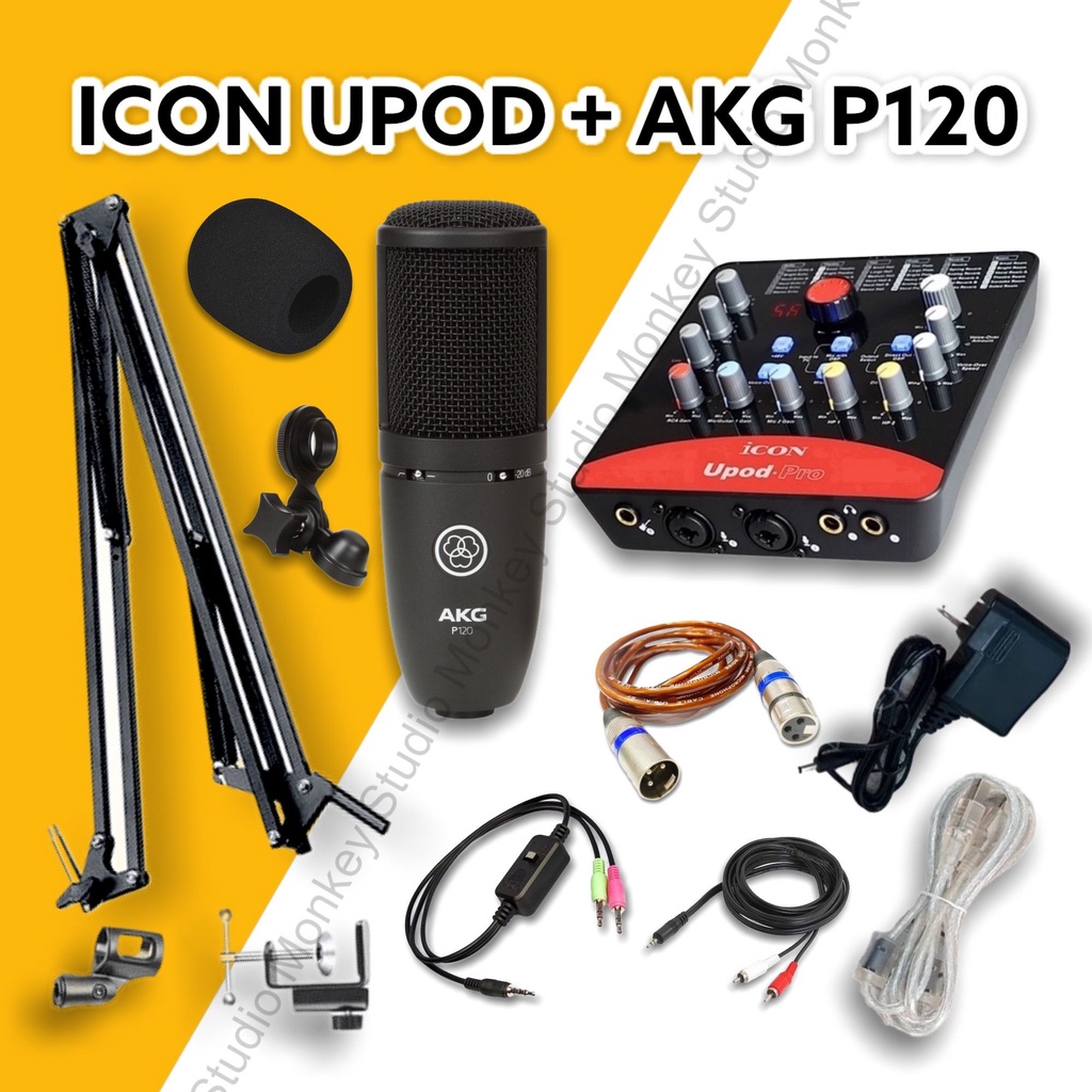 Mic Livestream | Micro thu âm Sound Card ICON UPOD PRO & Mic AKG P120 Hát Livestream ĐT Chuyên Nghiệp, Monkey Studio