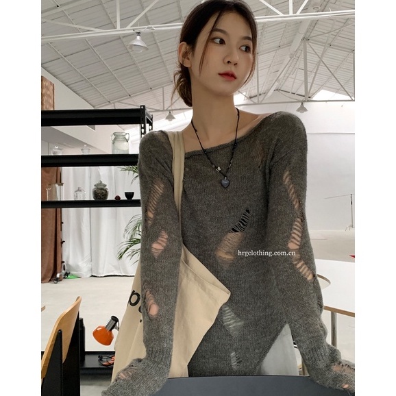 Áo sweater Dệt Kim Thiết Kế Xẻ Quyến Rũ Hợp Thời Trang