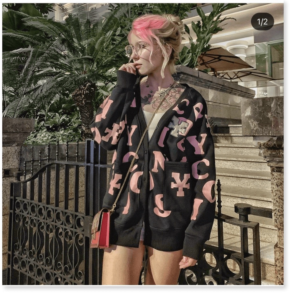 [FREE SHIP] ÁO KHOÁC CARDIGAN NỮ PHỐI HỌA TIẾT CHỮ TRẺ TRUNG NĂNG ĐỘNG DỄ PHỐI ĐỒ HỢP THỜI TRANG