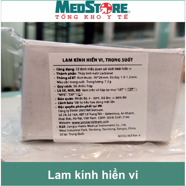 Lam kính hiển vi trong suốt 7102, mài mờ 7105 (hộp 50 - 72 kính)