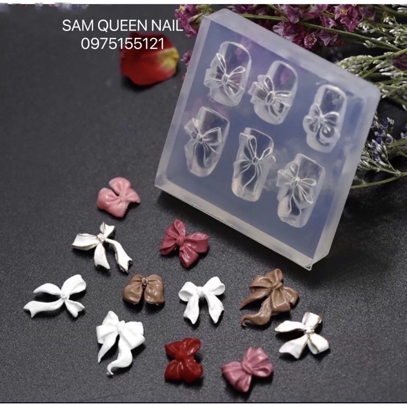 Khuôn nơ silicon dẻo dùng trang trí móng nail