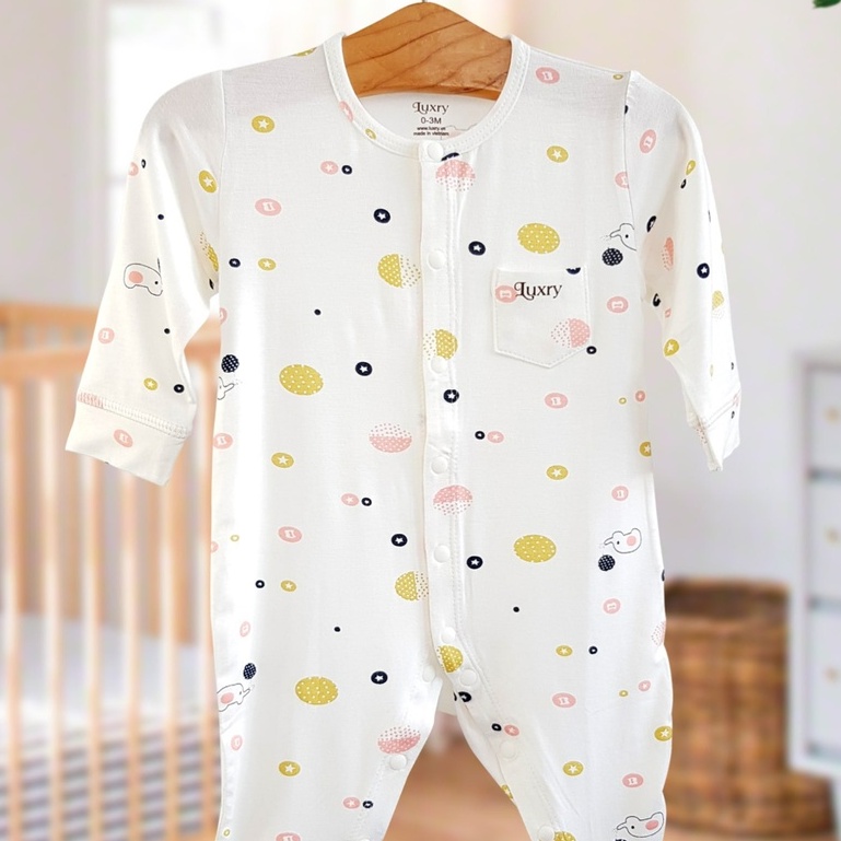 Bộ body họa tiết voi nâu dài tay cho trẻ sơ sinh nhà Luxry