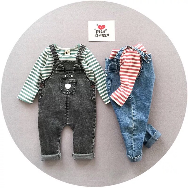 set yếm jean áo phông 1 ri