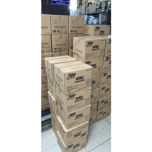 Găng tay y tế khám bệnh Nitrile DNglove, màu xanh, size S, M, L, hộp gồm 100 cái