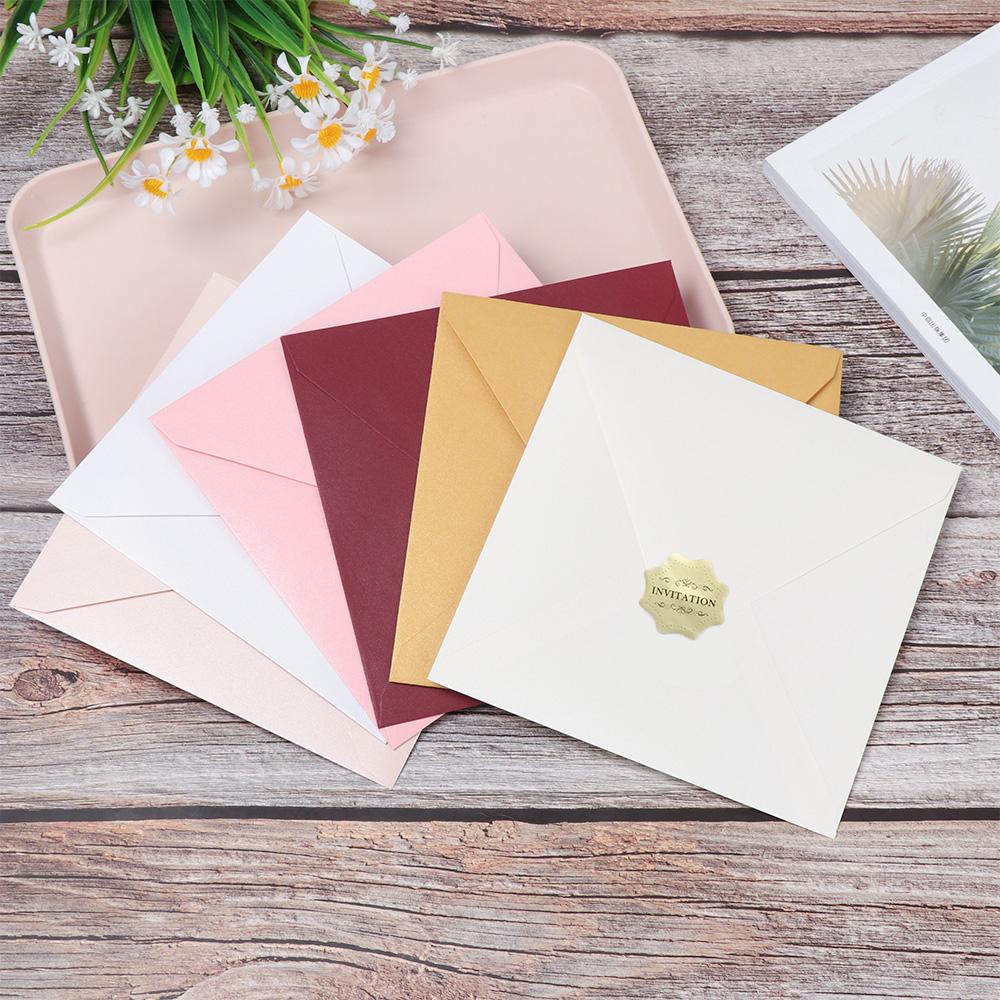 Set 10 Thiệp Giấy Vuông Đính Ngọc Trai