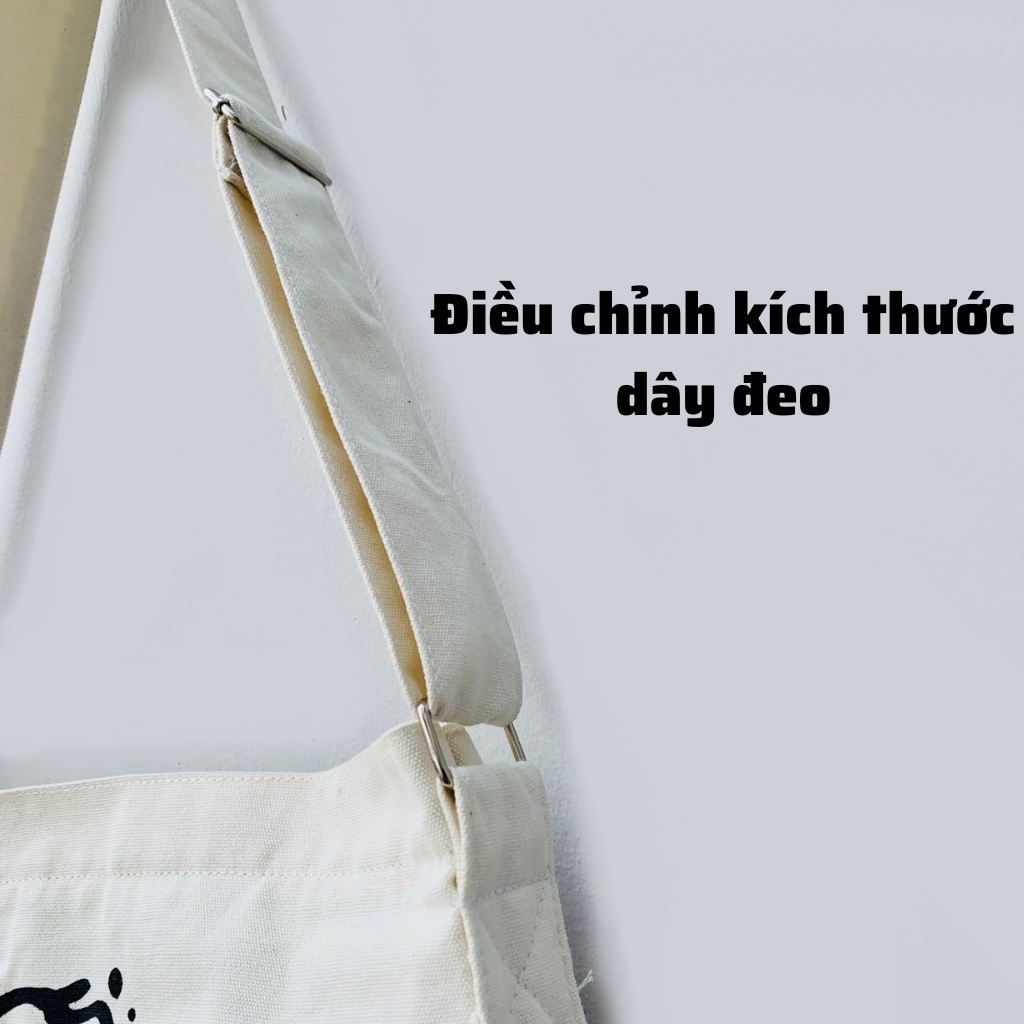 Túi tote đeo chéo vải canvas - Form rộng, túi đeo chéo nam nữ Phi hành gia