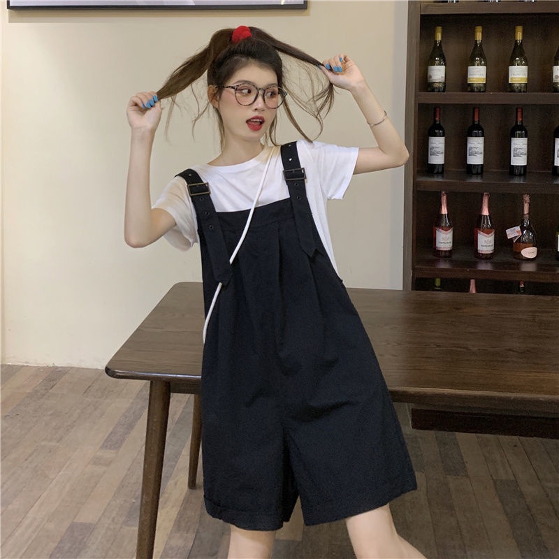 (Có Bán Rời) Set Yếm Quần Short Xanh 2 Dây Kết Hợp Với Áo Trơn Tay Ngắn Style Đắng Yêu | Smide Clothing