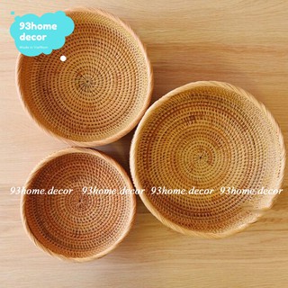 Rổ mây tròn đựng đồ đa năng, trang trí đựng hoa quả, rổ mây tự nhiên decor