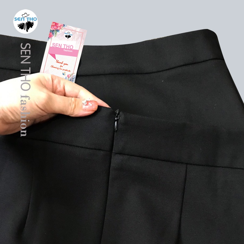 Chân Váy Công Sở Bút Chì Chất Umi Hàn Lưng Thun Cạp Cao Co Giãn Ôm Body Xẻ Sau Dáng Ngắn Màu Đen | BigBuy360 - bigbuy360.vn