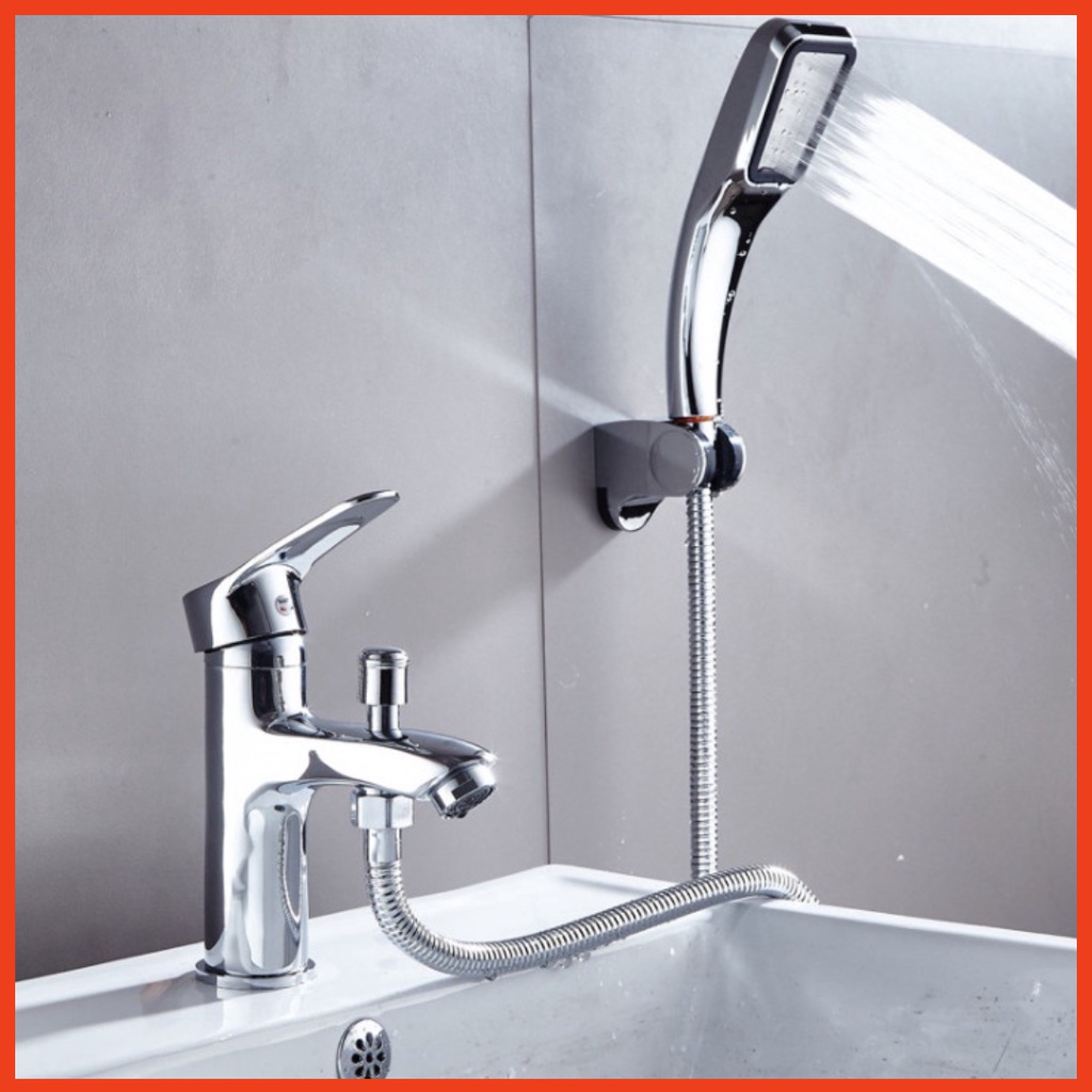 Vòi rửa mặt lavabo kiêm sen tắm nóng lạnh cao cấp kèm vòi hoa sen tăng áp SNL45-VHS05 tặng đôi dây cấp nước inox