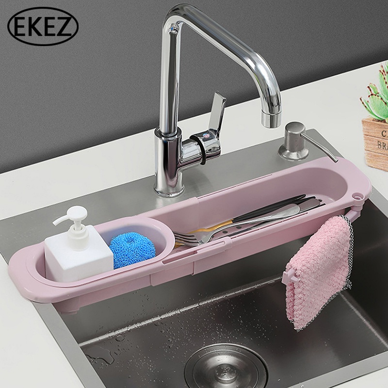 Giá giữ đồ EKEZ có lỗ thoát nước gắn bồn rửa chén dĩa thông minh tiện lợi