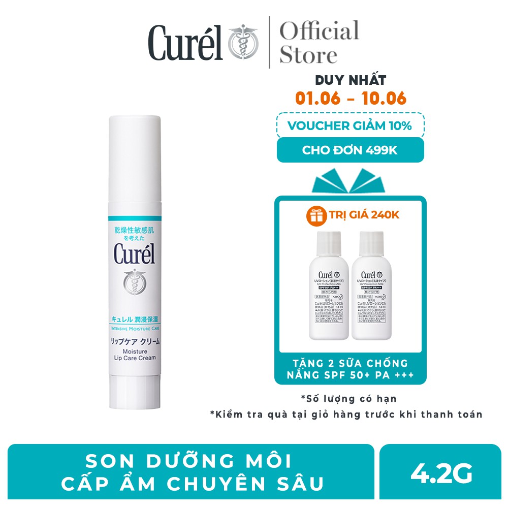 Son Dưỡng Môi Cấp Ẩm Chuyên Sâu Curel Intensive Moisture Care Moisture Lip Care Cream 4.2g Không Màu