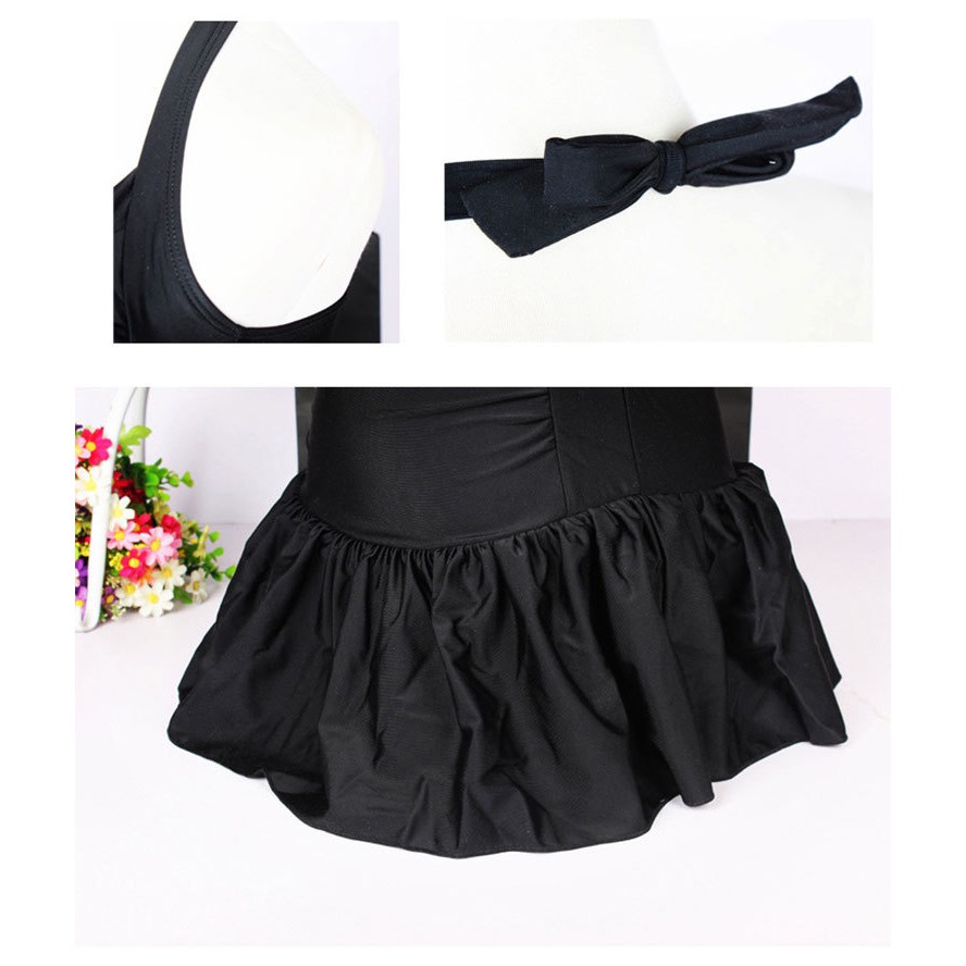 Bikini liền một mảnh vây cá đẹp mặc đi biển đi bơi Đen và đỏ tặng kèm mút lót ngực tiện lợi LM039