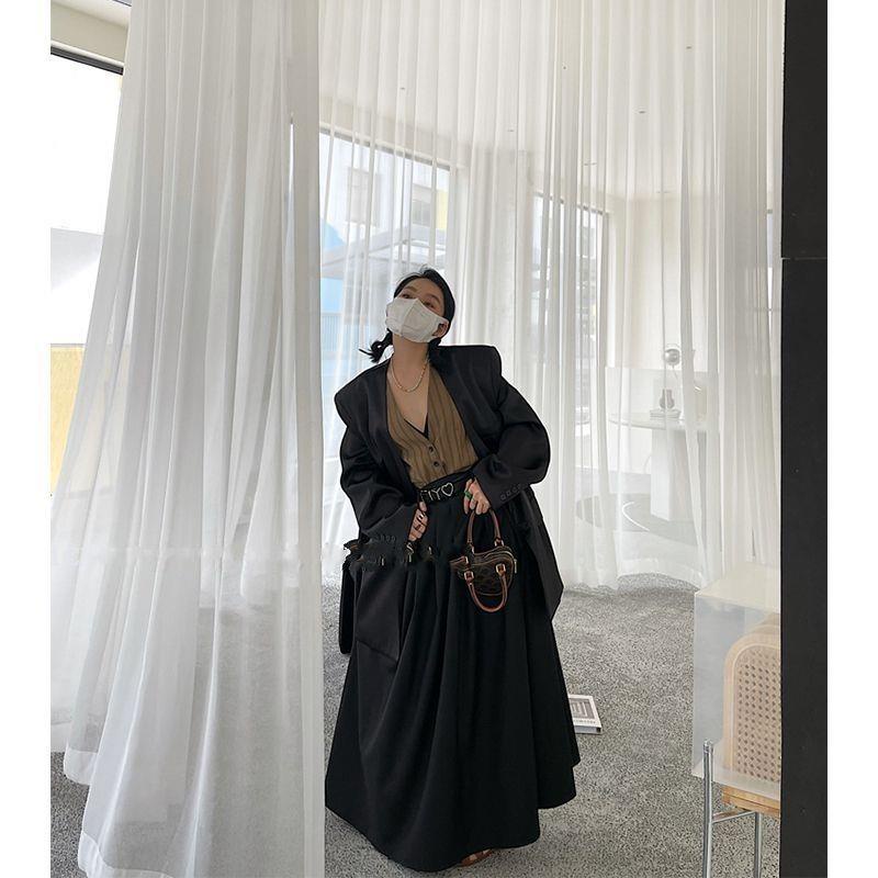 Set Áo Váy Xếp Ly Màu Đen Dáng Chữ a Thời Trang Xuân Thu 2022 Cho Nữ