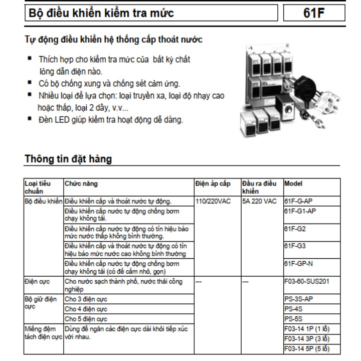 Bộ điều khiển cấp  thoát nước 61F-GP-N8 omron