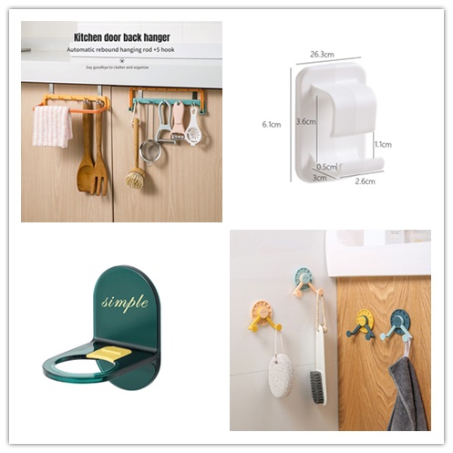 Bộ 1/4 Móc Treo Đồ Dán Tường Không Cần Khoan Tiện Dụng Tiết Kiệm Không Gian