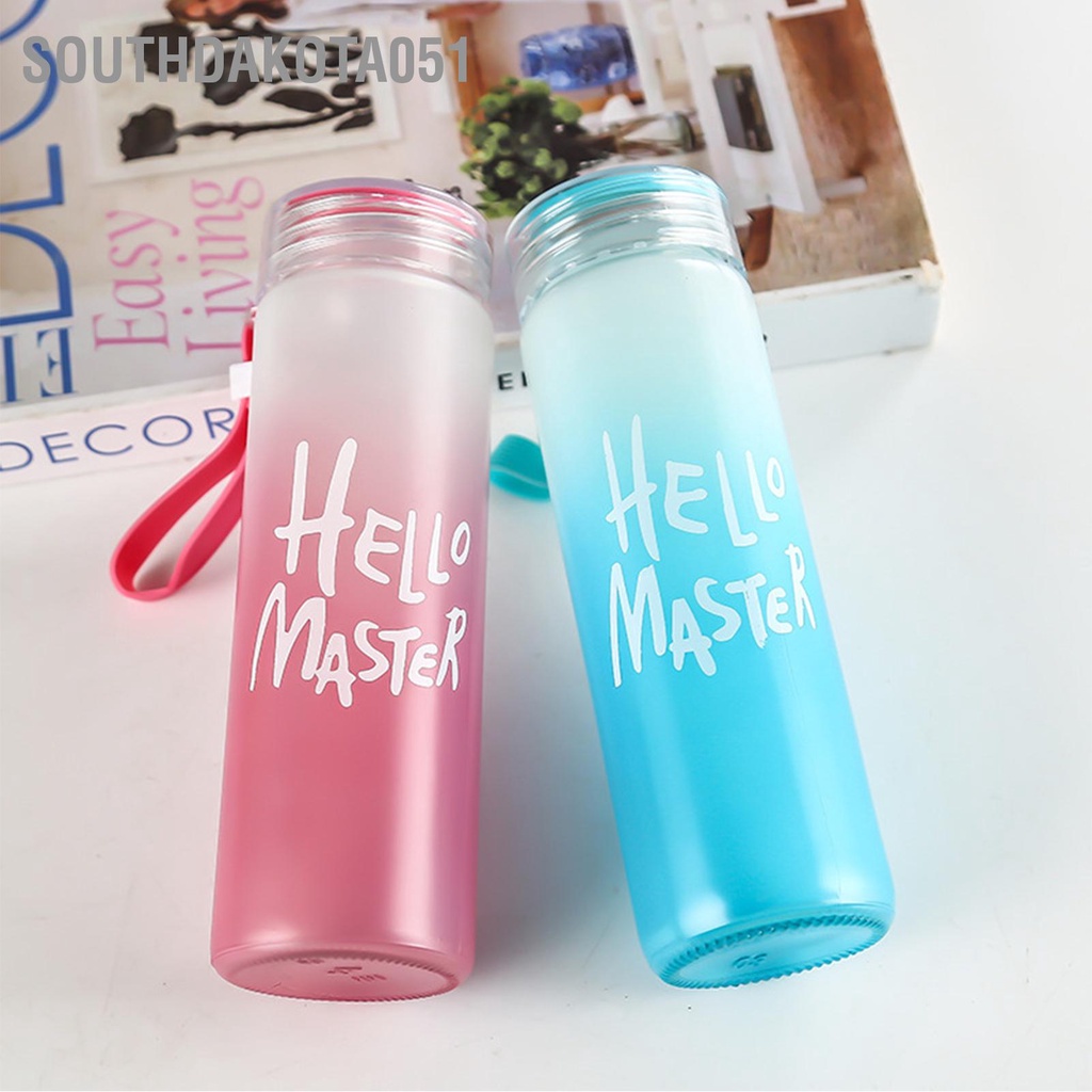 Southdakota051 Gradient Colorful Glass Water Bottle Portable Non Slip 400ml Cup with Lid