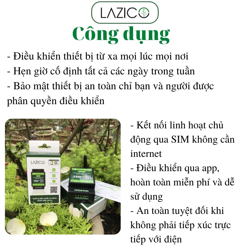 Điều khiển từ xa cho máy bơm 220V qua điện thoại LAZICO ES01+