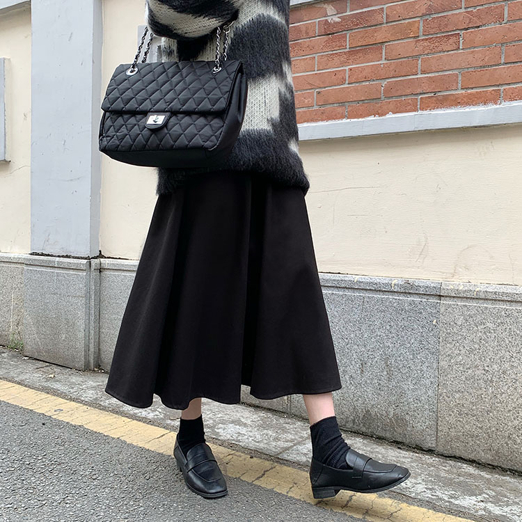 Chân Váy Midi Dáng Chữ A Lưng Cao Màu Trơn Xinh Xắn 39091