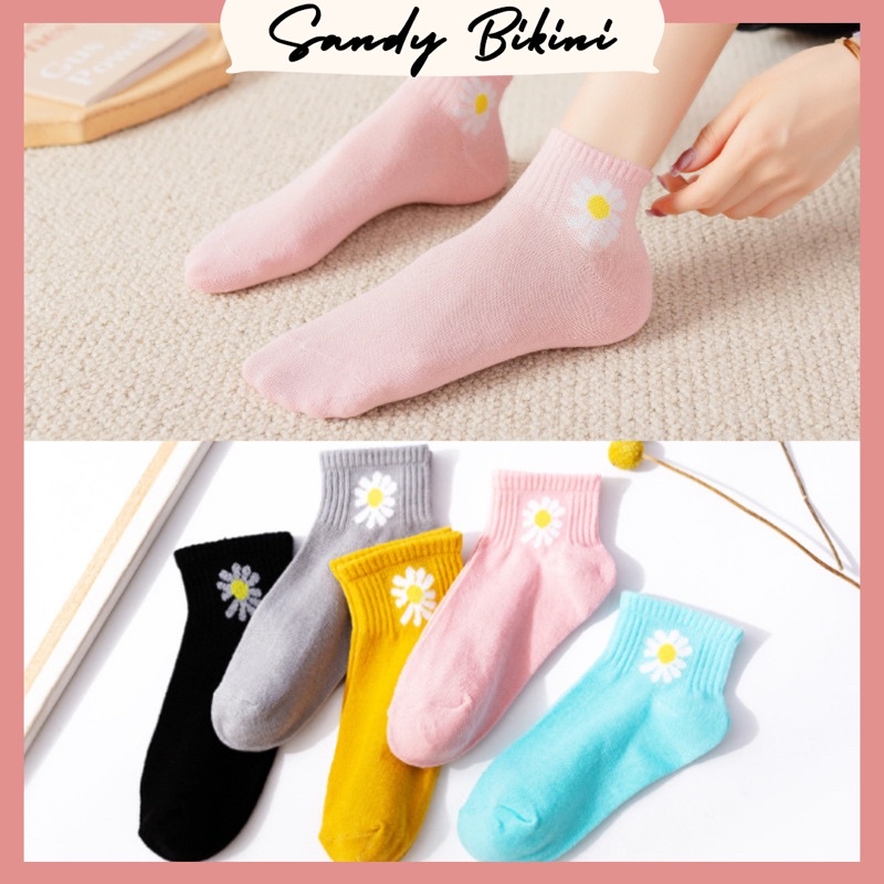 Sét 10 Đôi Tất Nữ Cổ Ngắn Cotton Hoa Cúc (kèm túi rút)