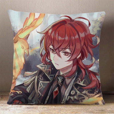 (nhiều mẫu) Gối IN HÌNH Diluc Genshin Impact game chibi gồm cả vỏ và ruột êm ái chất đẹp