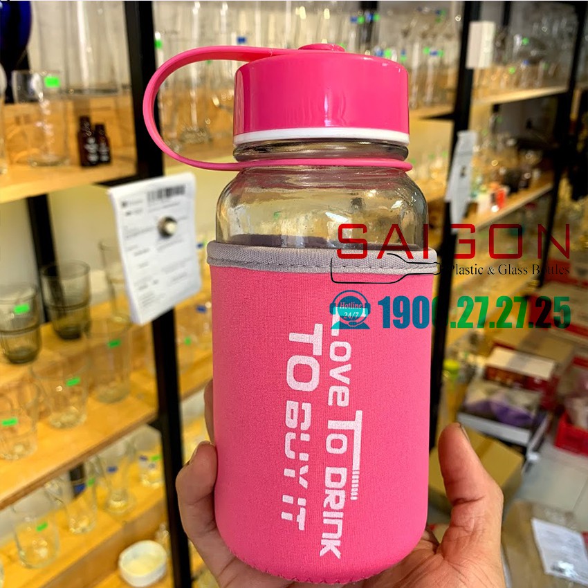 Bình Thủy Tinh Có Túi Giữ Nhiệt 850ml - 650ml Sang Trọng