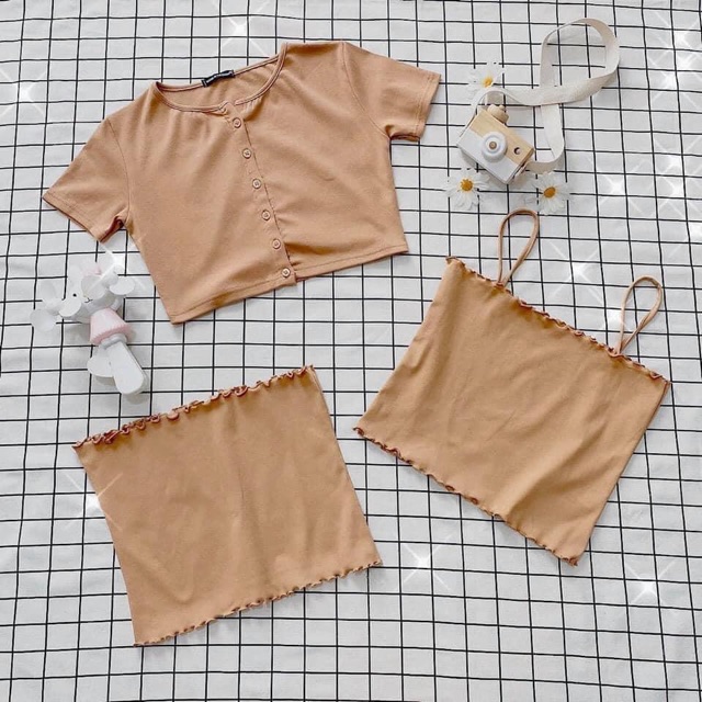 Áo Croptop Ống Trơn Cuốn Biên/TubeTop Basic Cuốn Biên Clip Thật