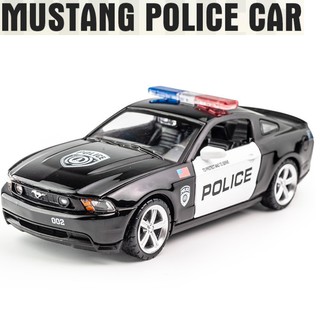 Xe ô tô cảnh sát đồ chơi trẻ em Ford Mustang 1:32 xe có đèn và âm thanh cảnh sát mở được các cửa