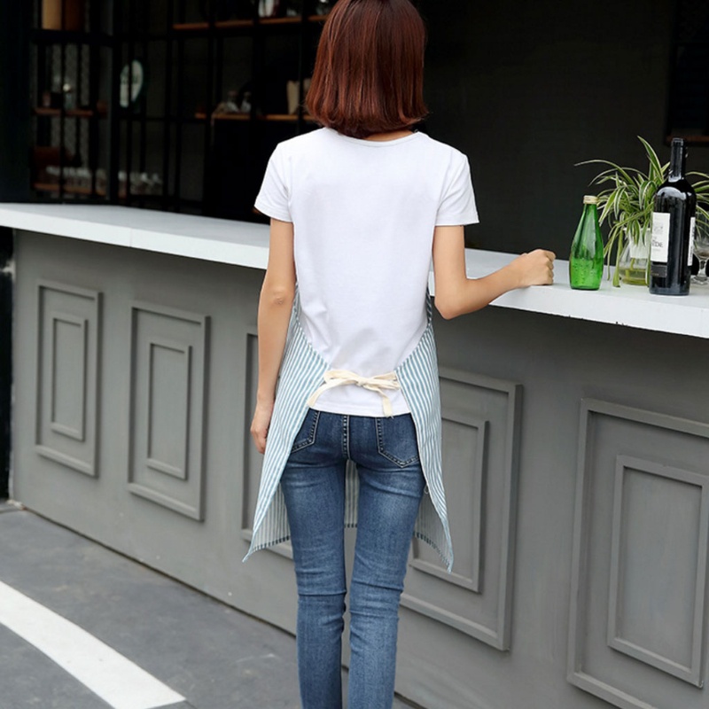 Aoto Tạp Dề Cotton Kẻ Sọc Dài Có Túi Chống Bụi Có Thể Điều Chỉnh Cho Nam Và Nữ