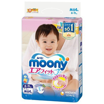 Tã/Bỉm Dán/Quần Moony Size NB90/S84/M64/L54/L44/XL38