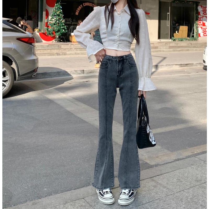 Quần Jean Dài Lưng Cao Dáng Ôm Thời Trang Cá Tính Cho Nữ
