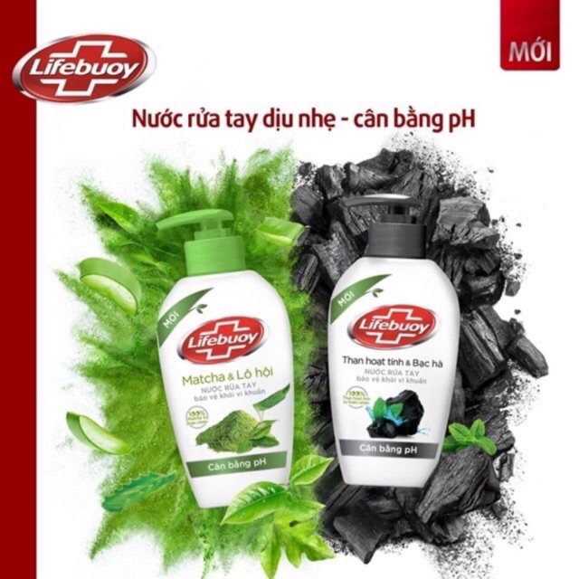 Lifebuoy rửa tay 180gMatcha & lô hội/Than hoạt tính