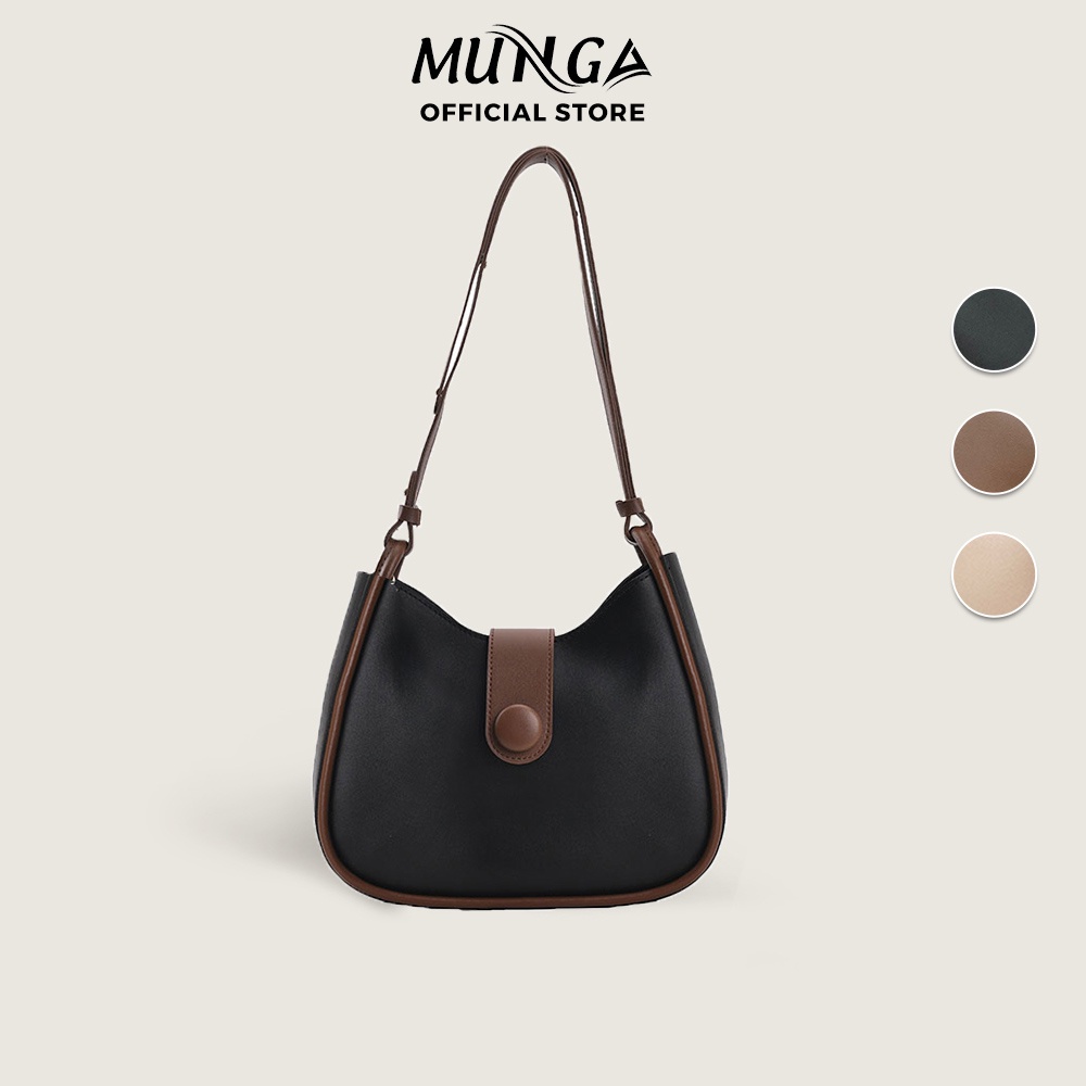 Túi xách nữ đẹp đeo chéo kẹp nách MUNGA chất da cao cấp thời trang công sở đi làm đi chơi TMG08, không kèm móc thú bông