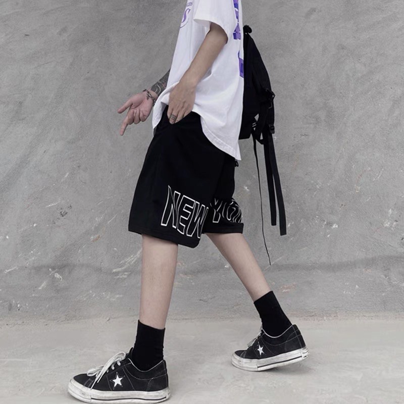 Quần đùi nam New York địa cầu - quần short ống rộng nam nữ Unisex
