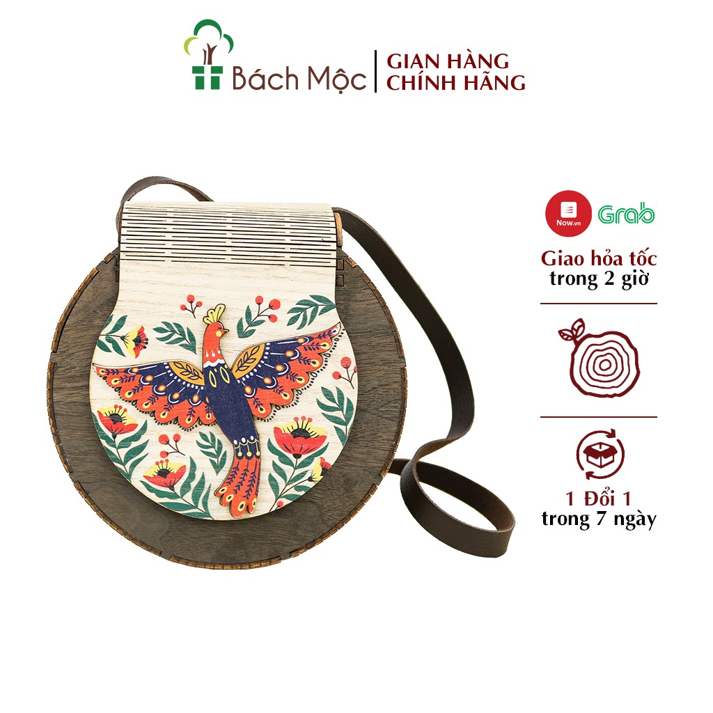 Túi Xách Gỗ Vintage BÁCH MỘC Hình Tròn Nhiều Mẫu Họa Tiết Độc Đáo Cá Tính
